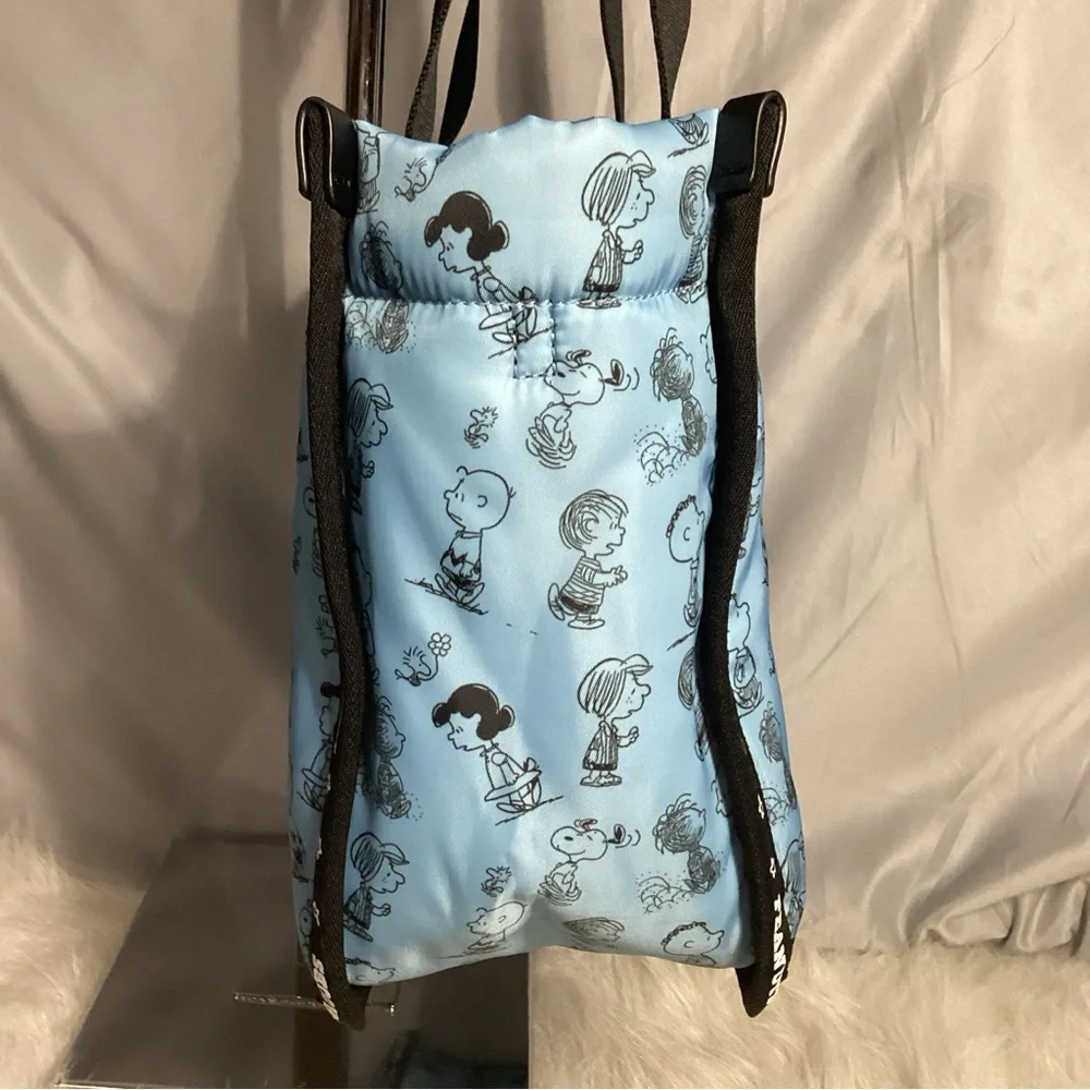 Marc Jacob’s x Peanuts Snoopy Character Printed Blue Nylon Puffy Tote NWOT - Picture 9 of 14